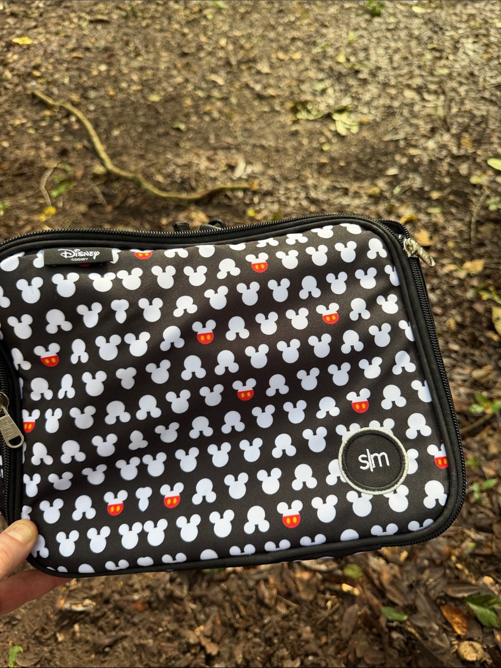 Disney Black Mickey Head Pattern Travel Pouch with Red Accents lunchbox